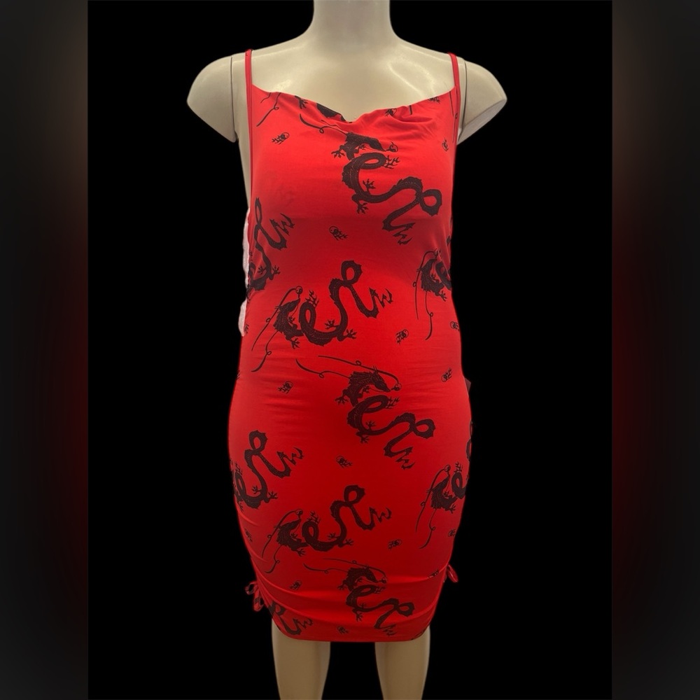 NWT J for Justify Size L Red Ruched Dress. - Picture 1 of 8
